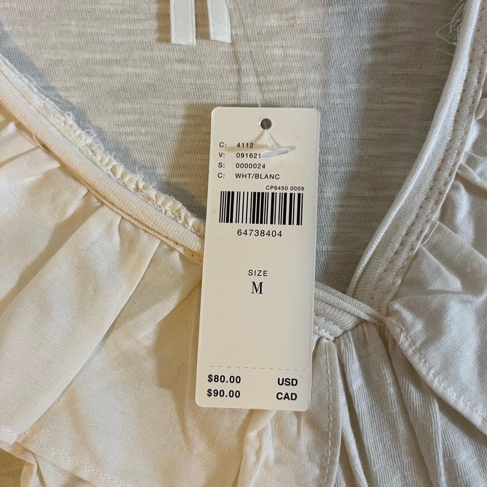 White cotton long sleeve top